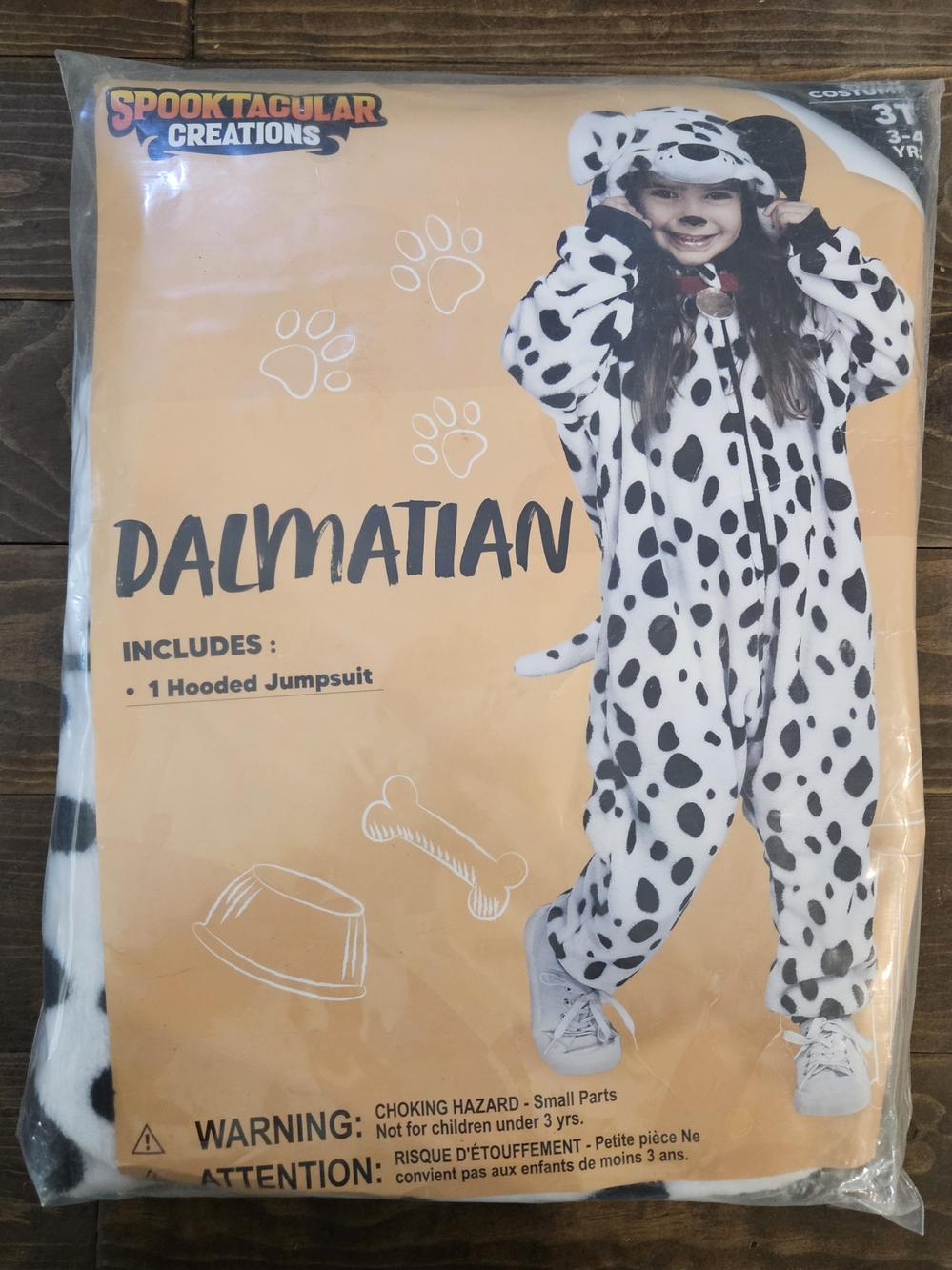 Spooktacular Creations Dalmatian Hooded Jumpsuit – White with Black Spots